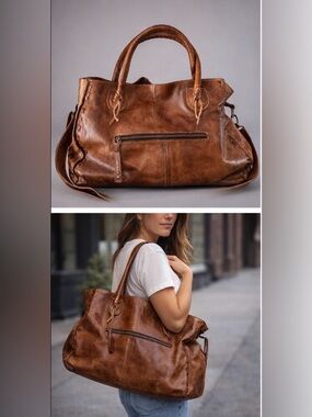 Bed Stu Leather Tote Brown Distressed Slouchy Satchel Boho Crossbody Bag Women